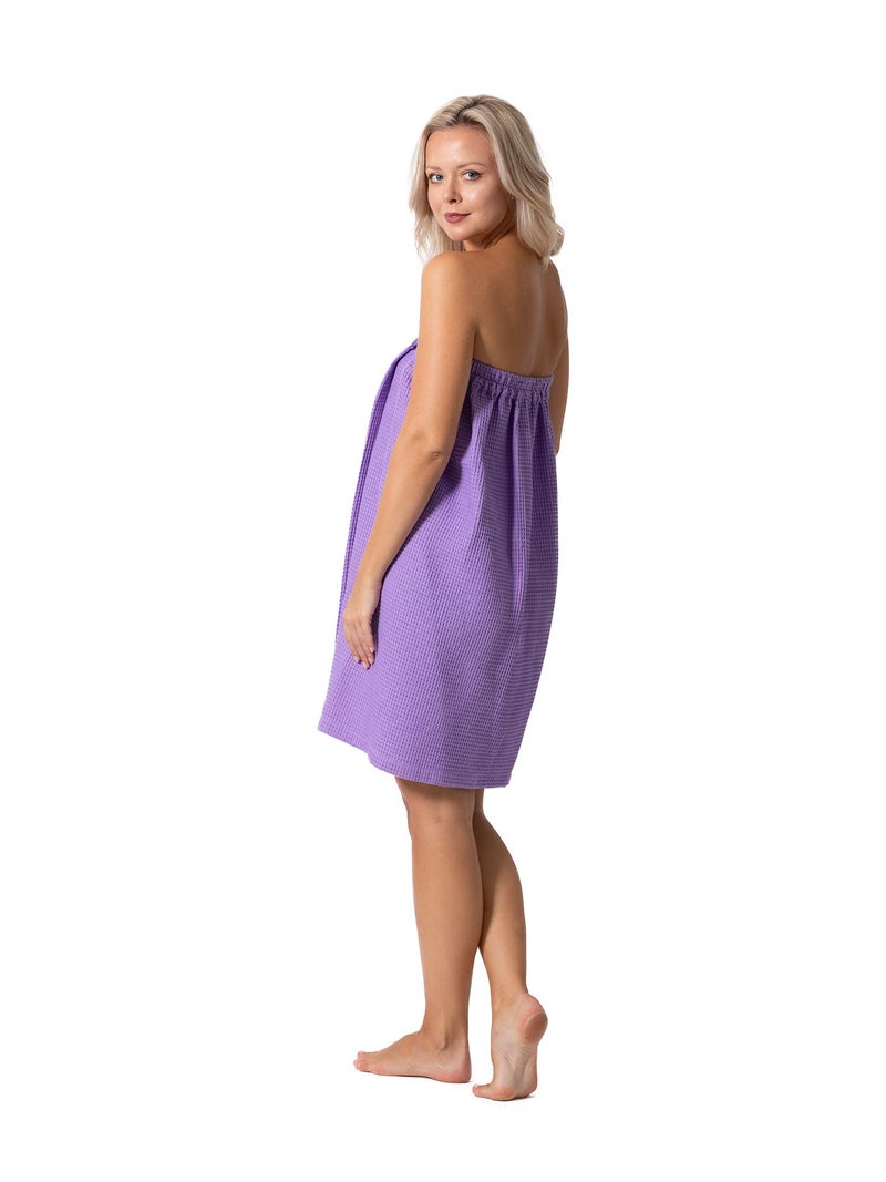Robe Direct Quick Dry, Lightweight Waffle Spa/Bath Wrap with Adjustable Closure & Elastic Top (Lavender, Small-Medium) - Image 5
